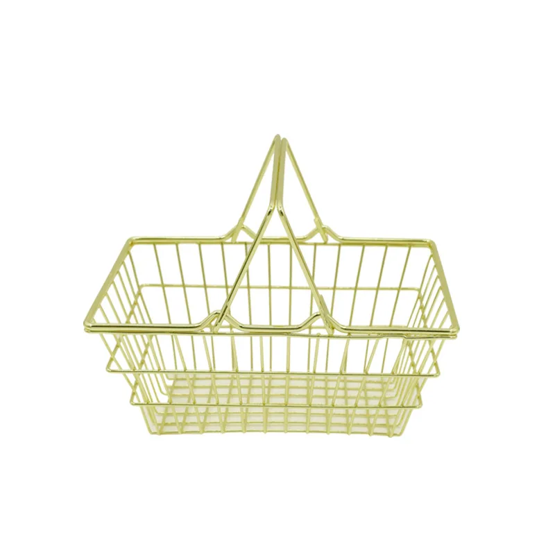 Custom Supermarket Accessories Stainless Steel Gold Nail Polishes Shopping Basket