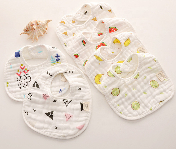 Dyed Premium Muslin Newborn Baby Bibs Absorbent Existing Pattern Eco Friendly