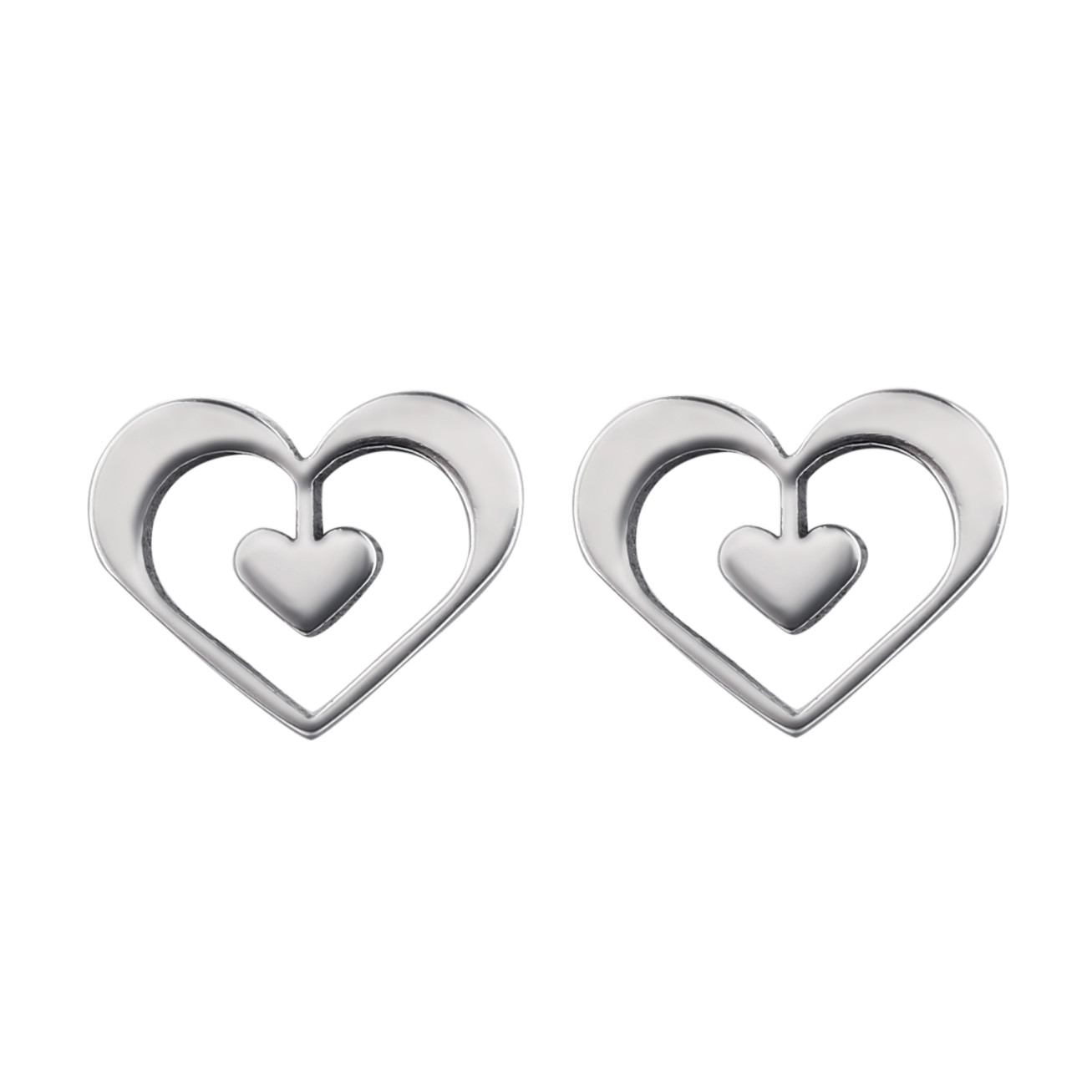 Special double heart shape women stud earrings stainless steel body piercing jewelry