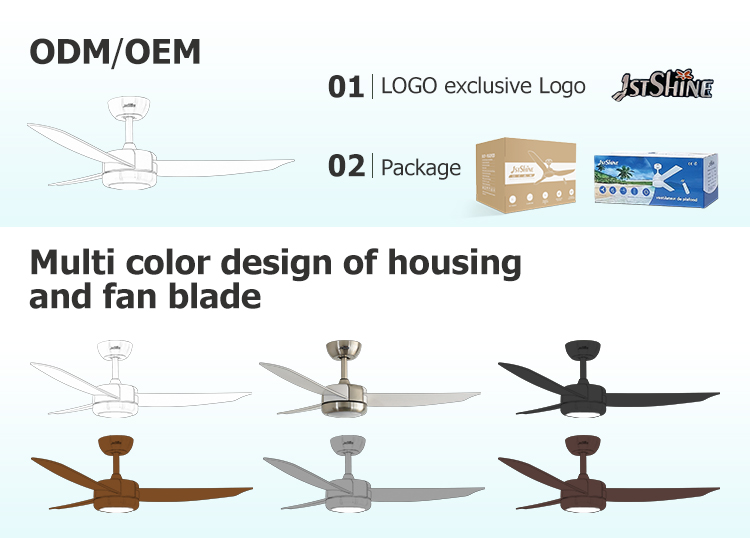 6 Speeds Choice ABS Ventilador Techo with Remote Control and 3 Color LED Light Source