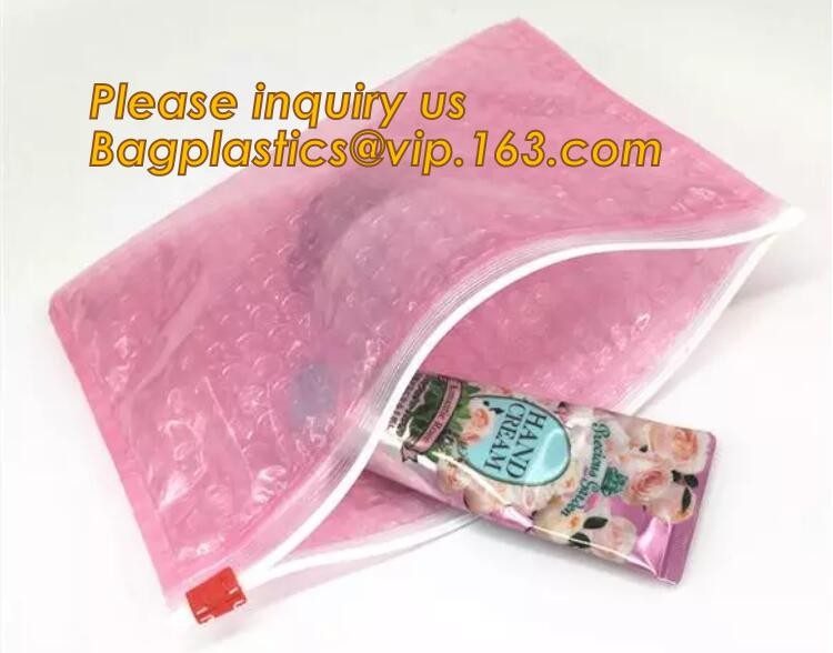 Cosmetic Slider Zip lockkk Bubble Bags Bubble Slide Pouch,Zip lockkk esd bubble bag bubble packaging wrap cosmetic pouch slide