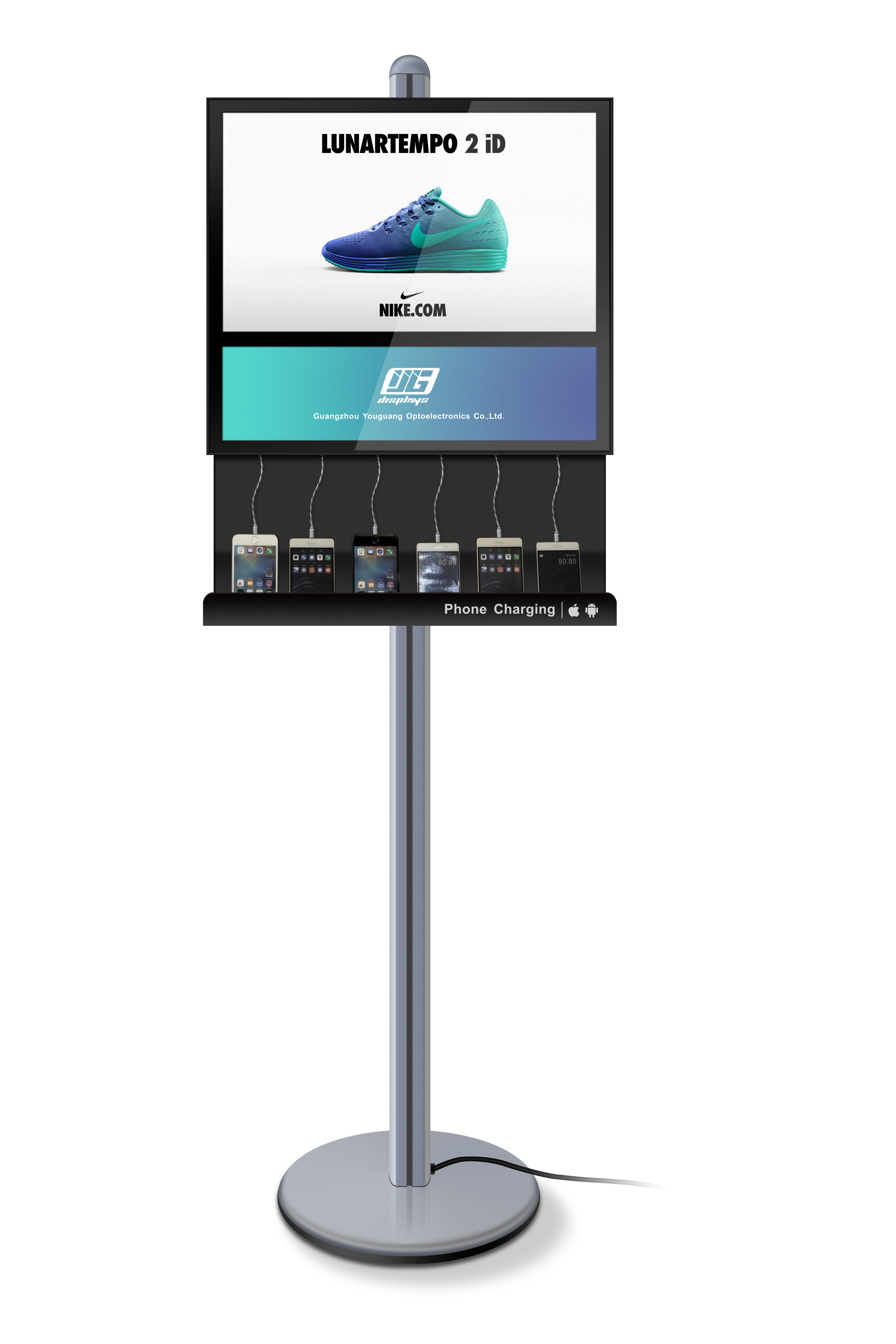 Rectangle Commercial Phone Charging Station With Digital LCD Screen In Shopping Mall