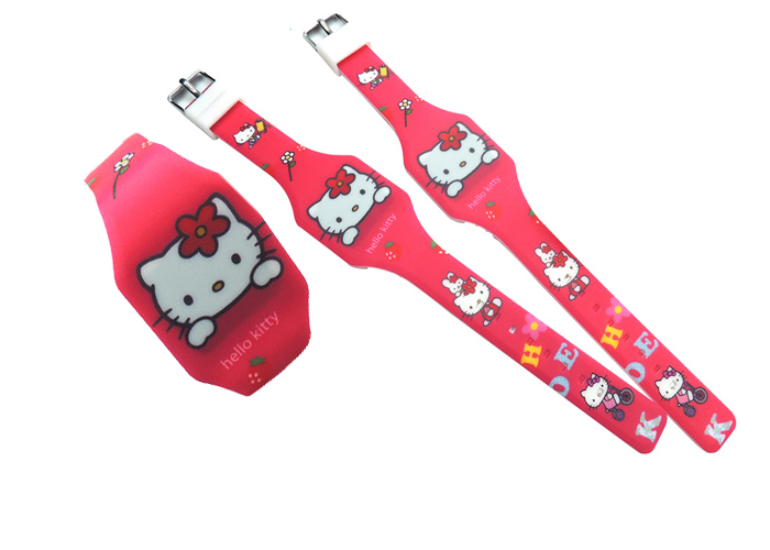 hello kitty cat animal Children's Electronic Silicone Watch LED Touch Cartoon Watch Promotion Custom Gift KT Cat Cartoon
