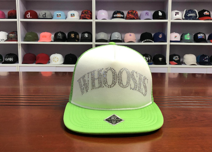 5 Panels Rhinestone Multi Spandex Fabric Trucker Mesh Cap