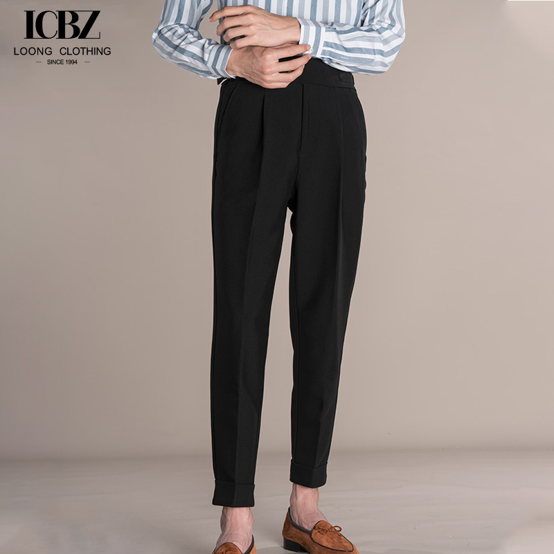 Customized Designs Naples Italian Men's Trousers Waisted and White Drapey Paris Pants