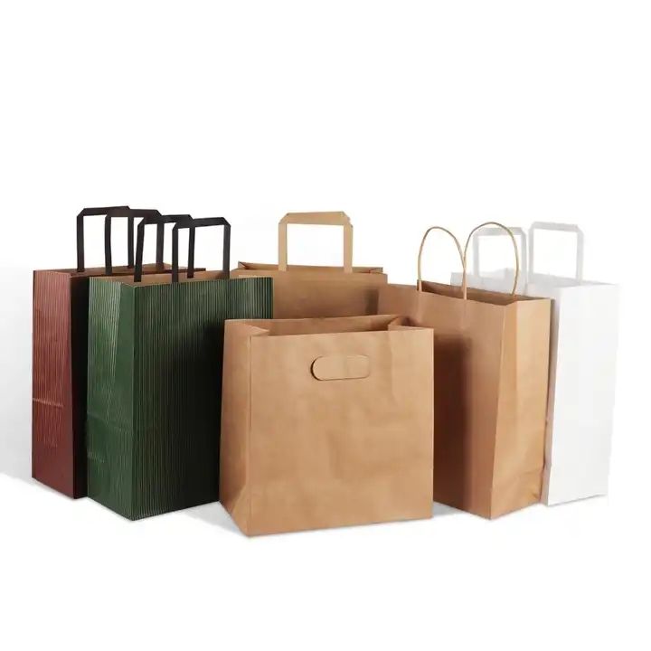 Food Industrial Customized Promotion Offset Printing Paper Kraft Bag with Handles