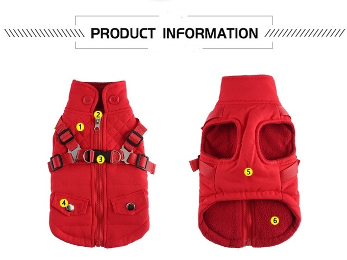 Winter Pet Jacket Dog Clothes Traction Zipper Pattern Stay Warm