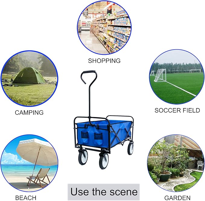 Customized Foldable Wagon Cart Steel Folding Wagon With Practical Hand