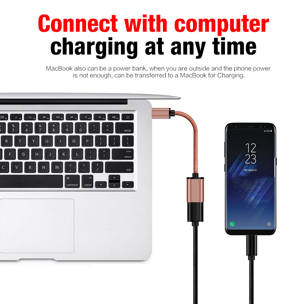 Shiny Pink 3.1 USB Type C Cable To 3.0 A Female 30 Cm For USB OTG Function