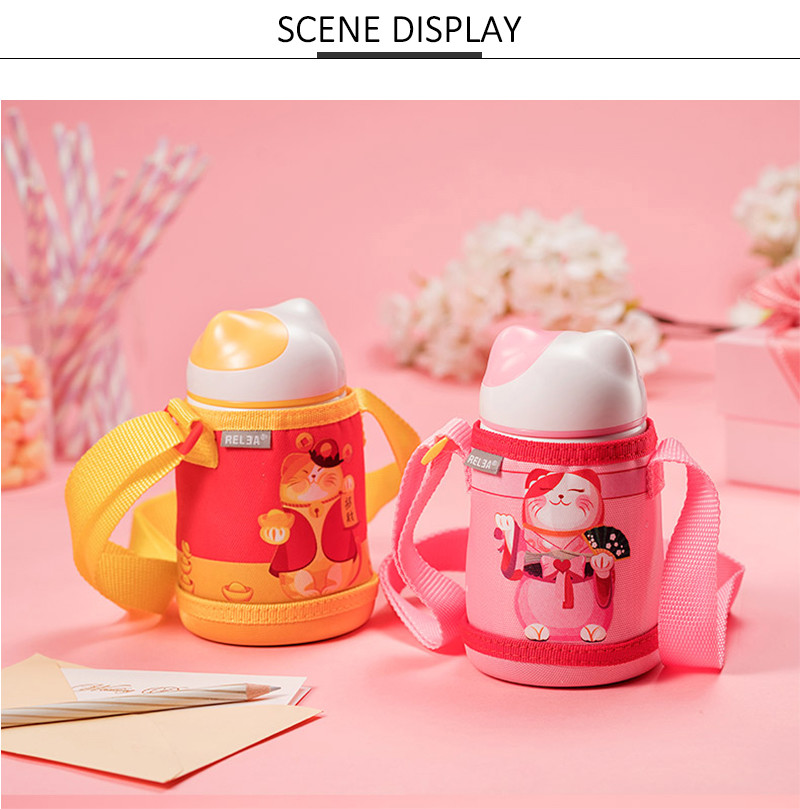 Cartoon Cat Printing Oxford Baby Feeding Milk Bottle Holder