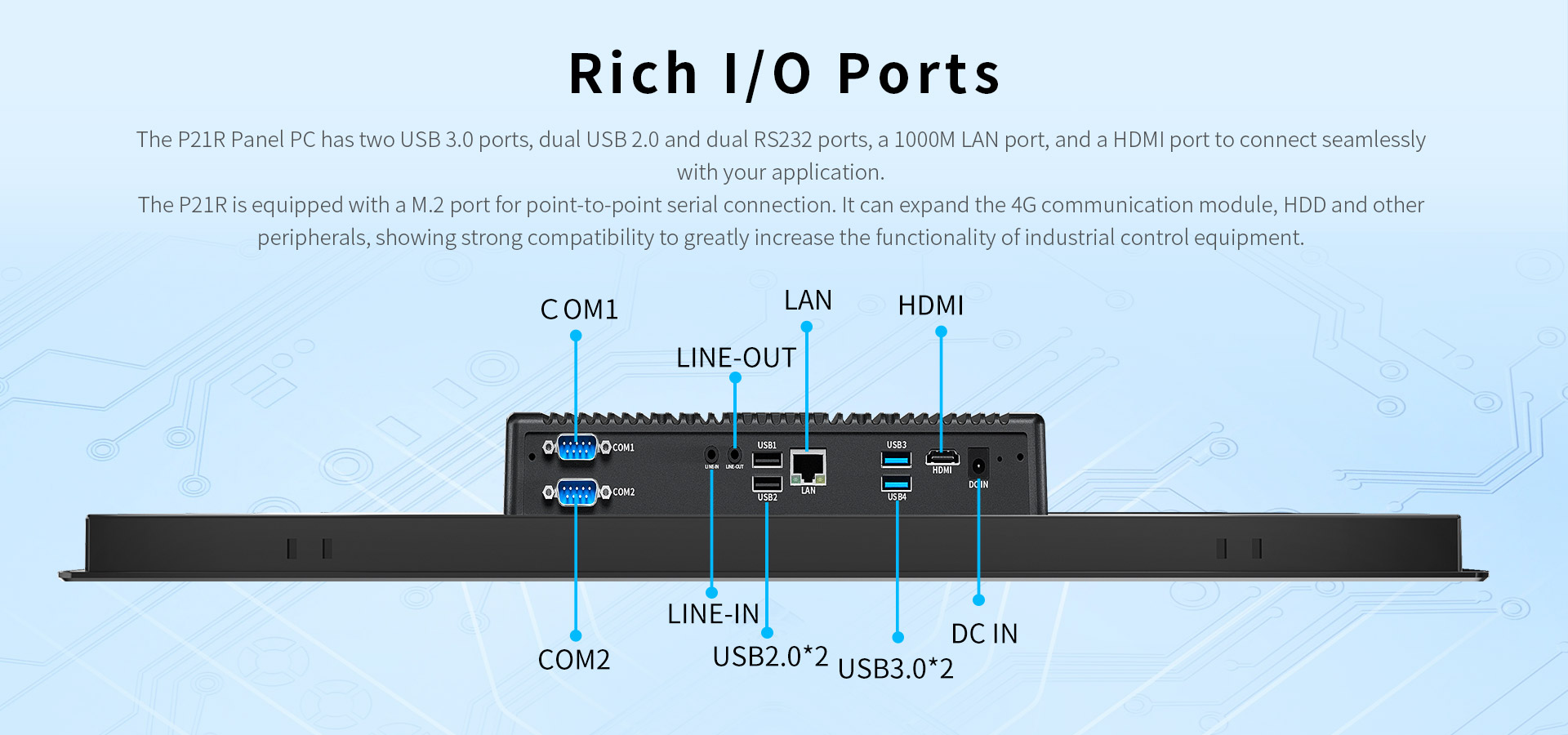 Touchscreen Fanless Tempered Glass ONERugegd P21R Tough 21.5 Inch IP65 Panel Computer