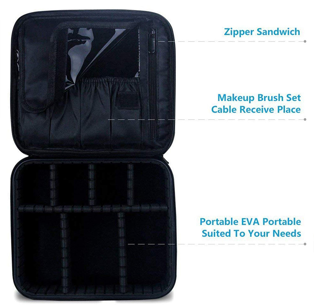 Multipurpose Cosmetic Organizer Travel Case With Adjustable Dividers