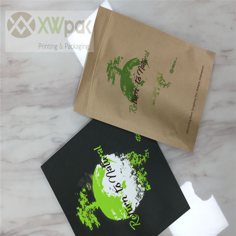 Custom logo transparent printed k bag for food compostable and biodegradable k bags