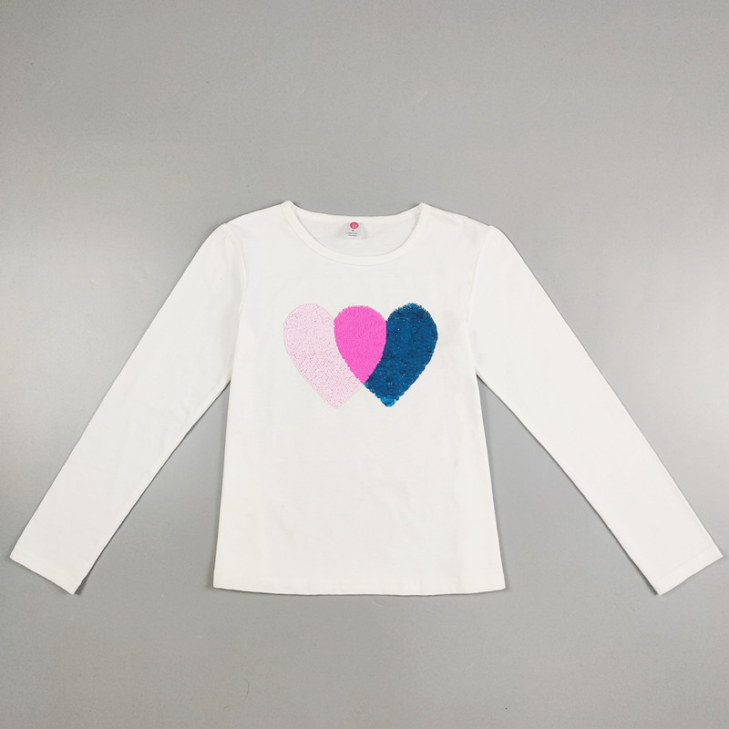 Embroidered Technics Cute Young Girls T-Shirt with Sequins Application
