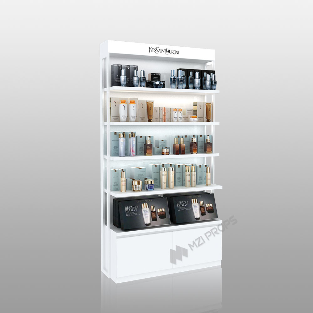 ZhMS-V10 T-Column with Adjustable Rods Skincare Display Cabinet for Airports