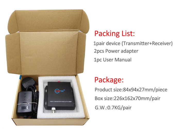 1ch Coaxial video+1Rs485 data to Fiber FC/SC/ST 20km HD-CVI/AHD/TVI 1080P Coaxial Fiber Video Converter