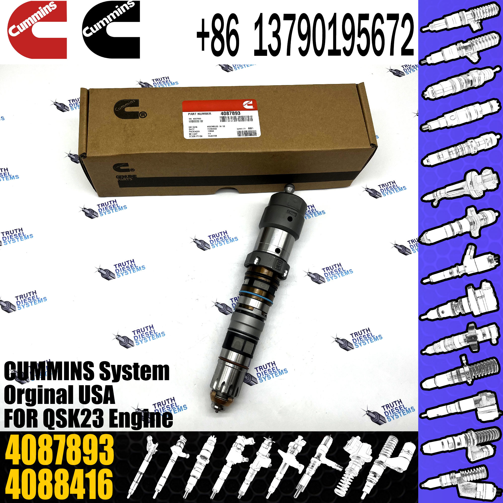 QSK23 fuel injector 4088428 4326781 4088427 4001813 4087893 4326780 4088416 4076533 3677446