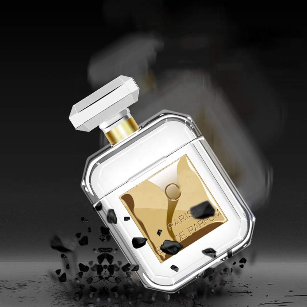 Custom LOGO Luxury Crystal Perfume Scent Bottle Protective Soft TPU Case Cover for Airpod 2 with Anti-Lost Carabiner Key