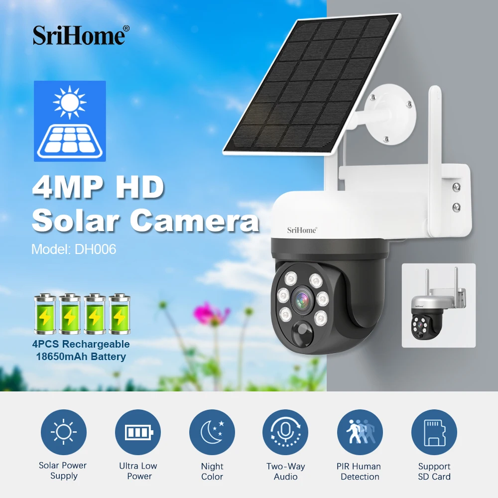 4MP Wireless Battery Outdoor Waterproof IP 66 Camera PIR Night Vision Remote Monitor View WIFI Solar Security Camera