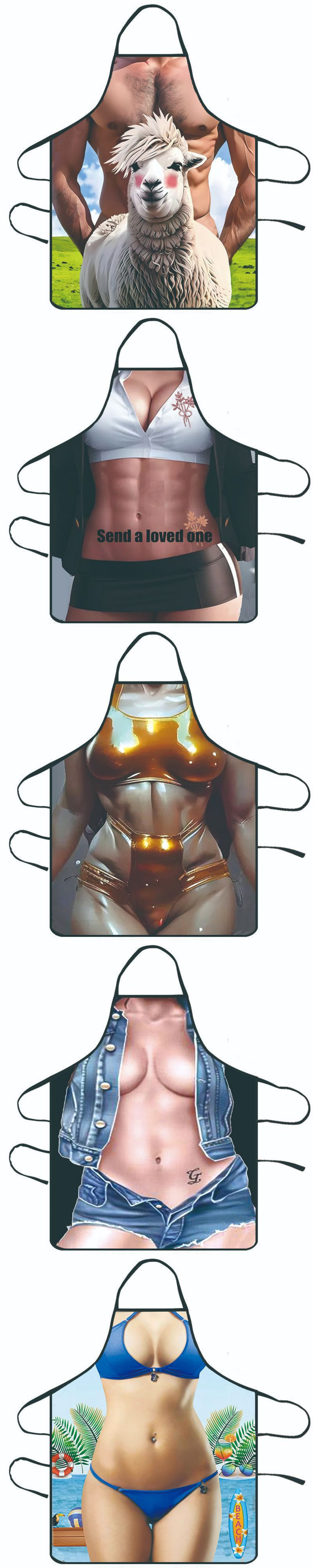 Custom Chef Apron BYCOSINE Women Sexy Sleeveless Cotton Printed Cover for Home Cleaning