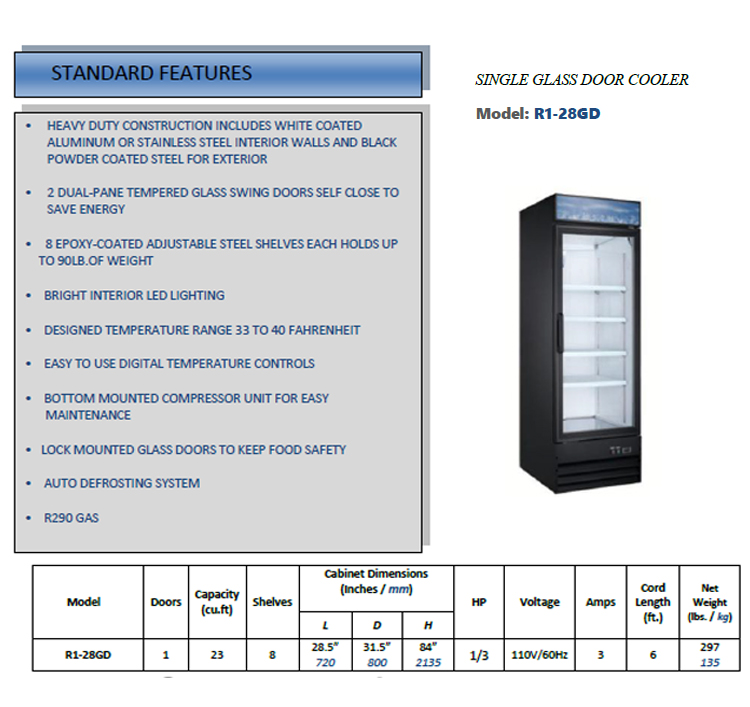 41.3 Cu.Ft Commercial Single Door Freezer Merchandiser 297 Lbs