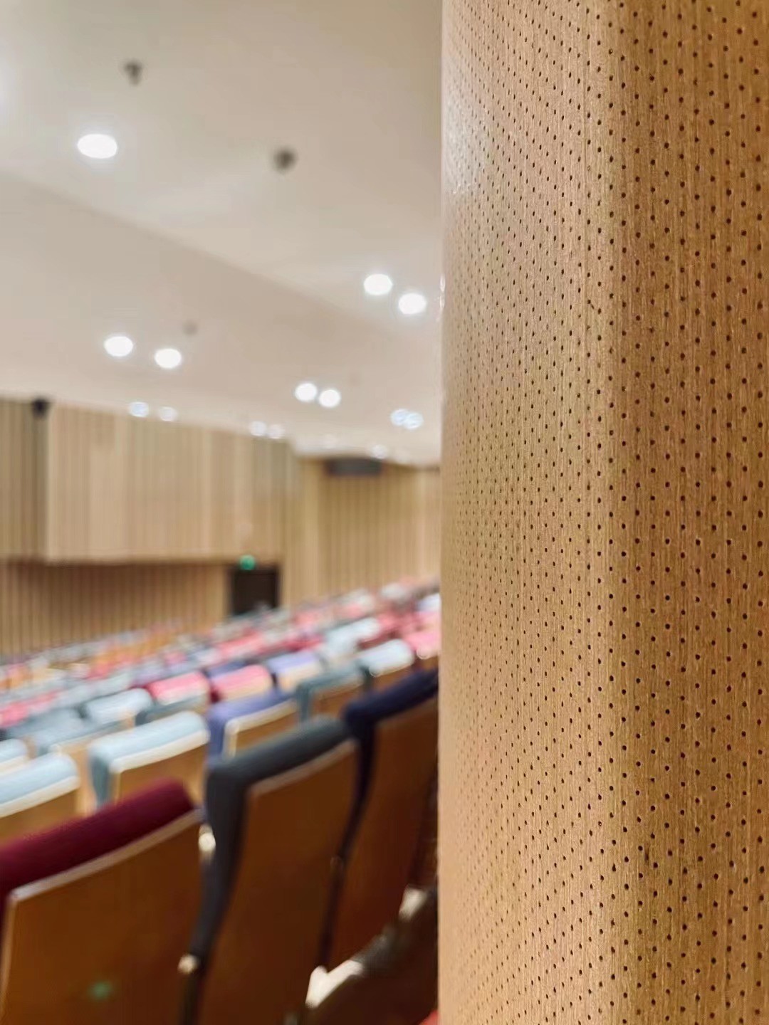 Auditorium Timber Veneer Micro Perforated Panel Absorber Acoustic Wall Panel