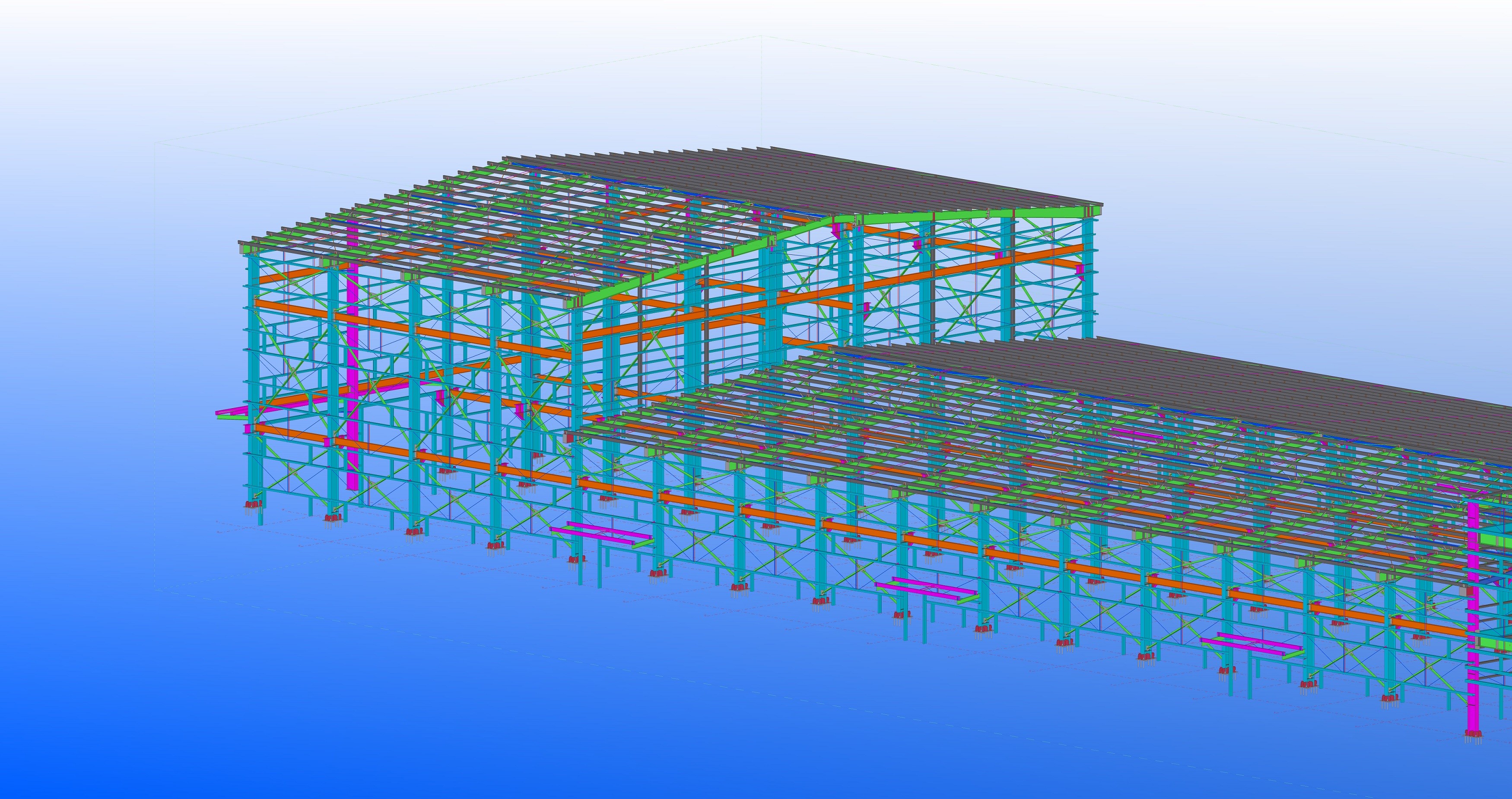 1500㎡ Workshop Steel Structure With Corrugated Colored Steel Sheets Tiles &Walls