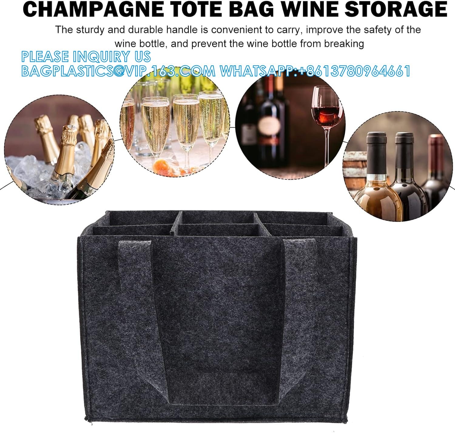 Bottle Bag, Wine Carrier Tote Holders With Separate Partition, Portable Wine Bottle Gift Bags With Handle