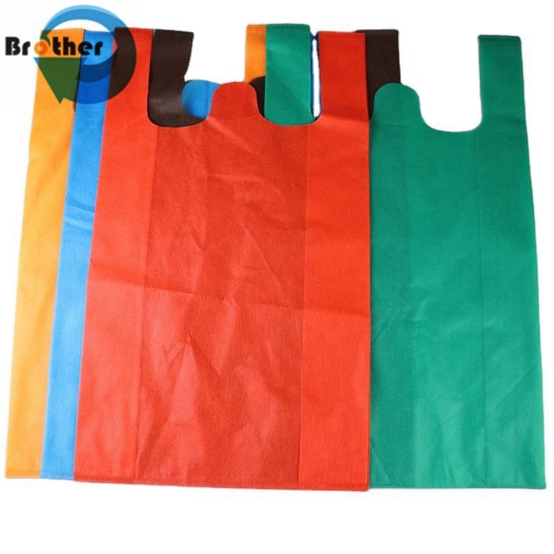 Wholesale W Cut T Shirt Vest D Cut PP Non Woven Canvas Cotton Nylon Polyester Drawstring Supermarket