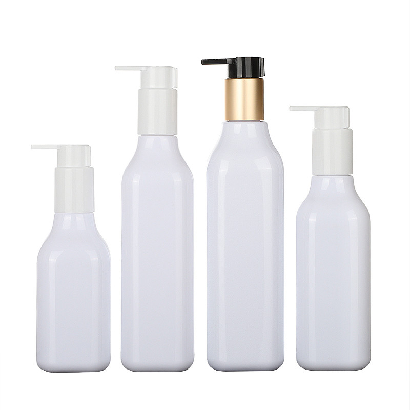 200ml 300ml 350ml 400ml Luxury Biodegradable Unique Square Cosmetic Lotion Airless Gold Pump Bottle