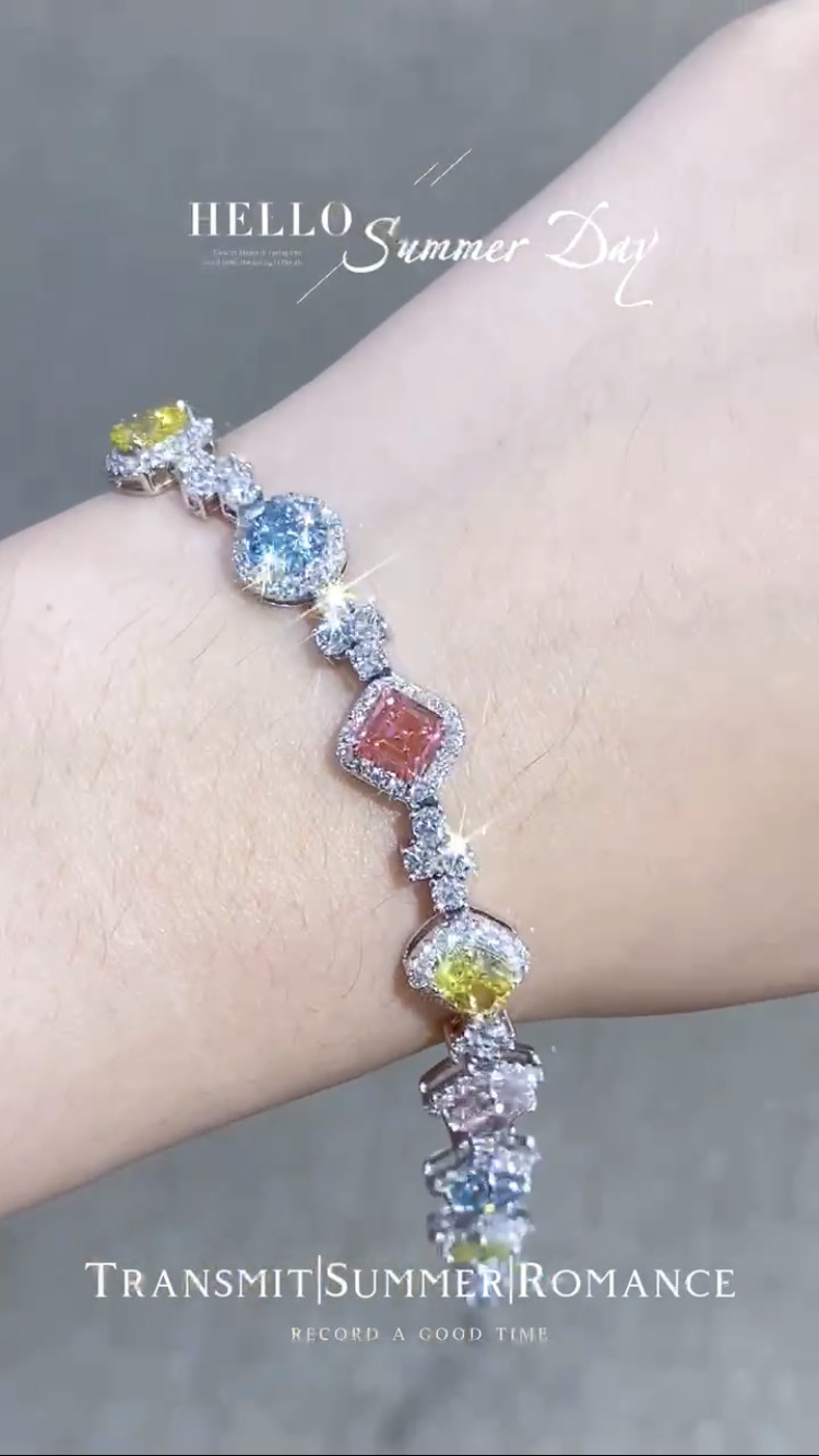 Colored Lab Created Diamond Bracelet Candy Bracelet Lab Diamond Jewelry