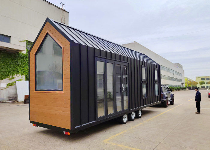 Luxe Glamping Prefabricated Houses Custom Tiny House On Wheels For Hotels / Camping / Rental