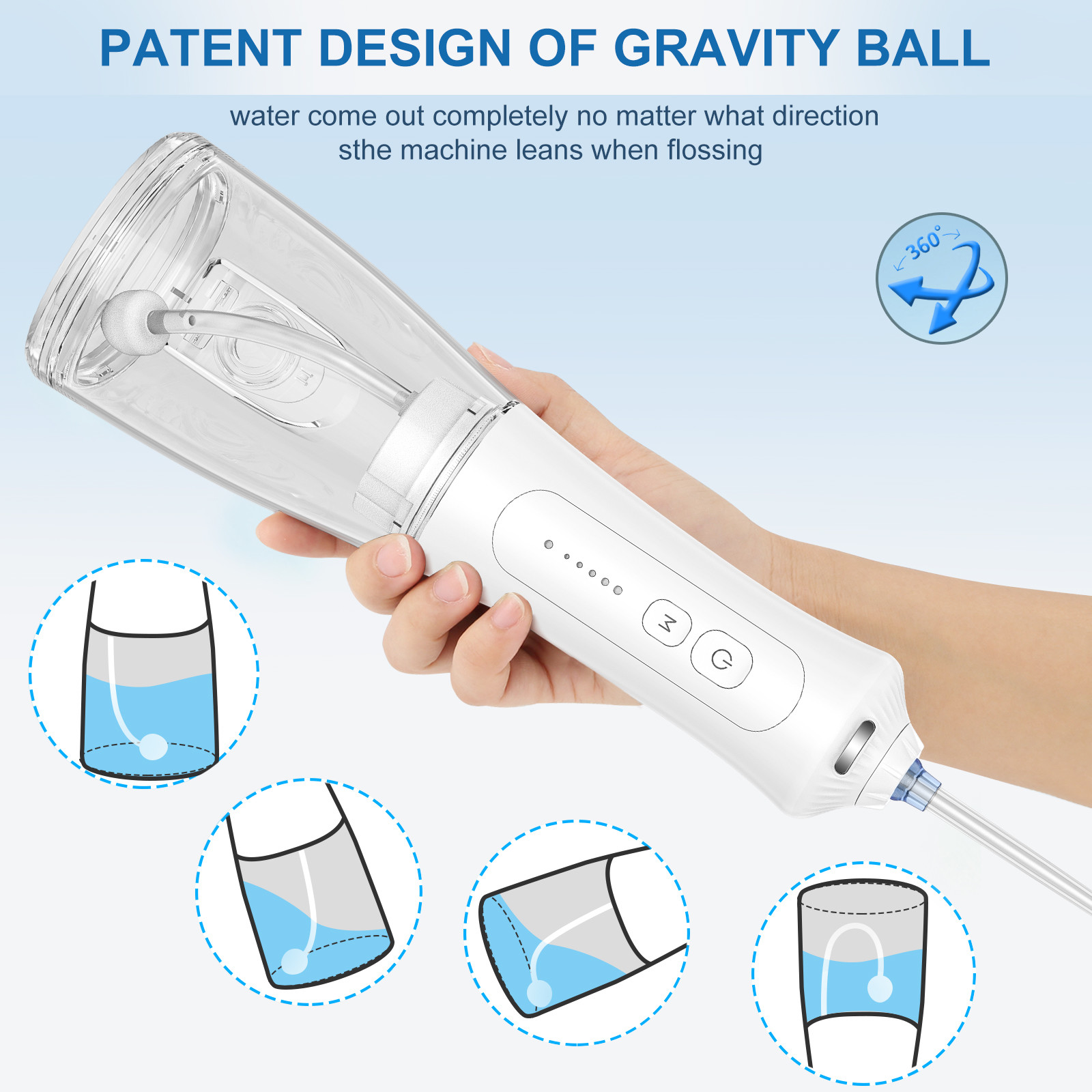 300ML Water Tank Cordless Water Flosser Portable Oral Irrigator Dental Teeth Cleaning