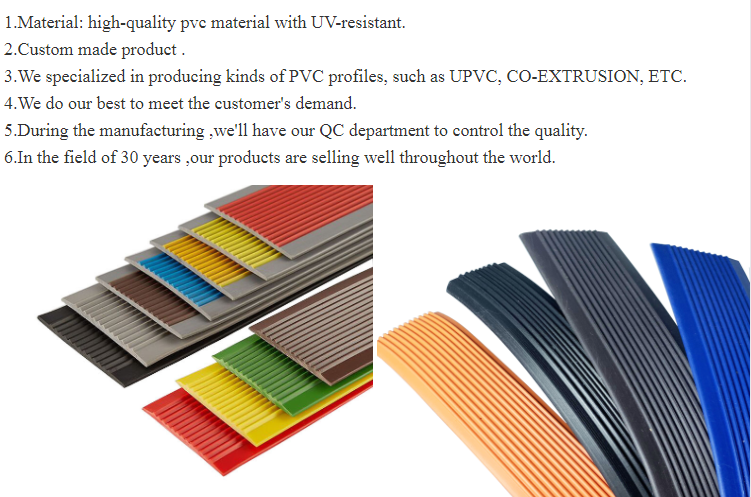 Anti-skidding PVC Rubber Stair Nosing Edge Trim with Custom Size and Moulding Service