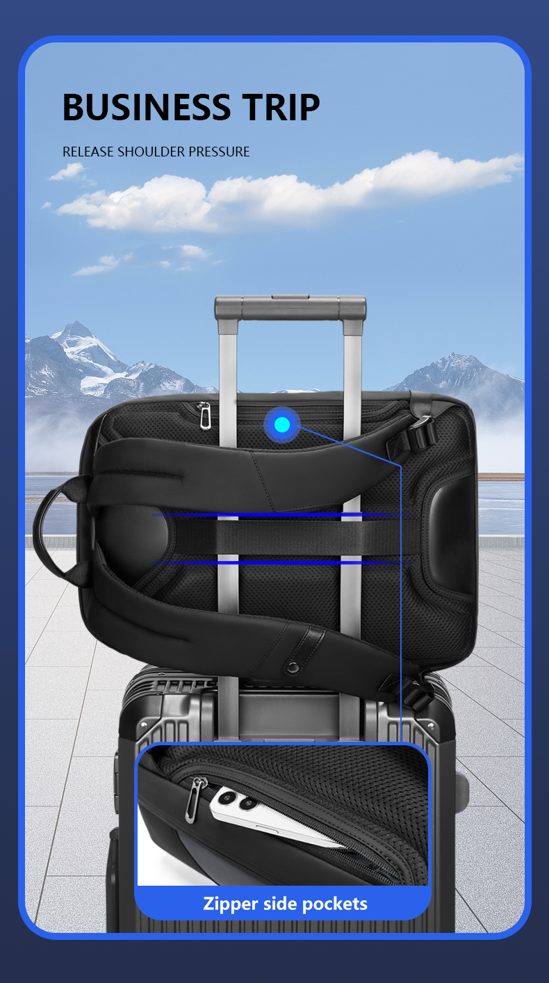 Polyester Black Anti Theft Waterproof Travel Laptop Backpack 20Litre