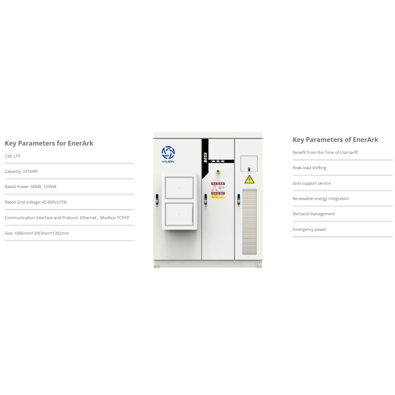 241kwh Integrated Battery Energy Storage Cabinet all in one system EnerArk-Mini 120kw output