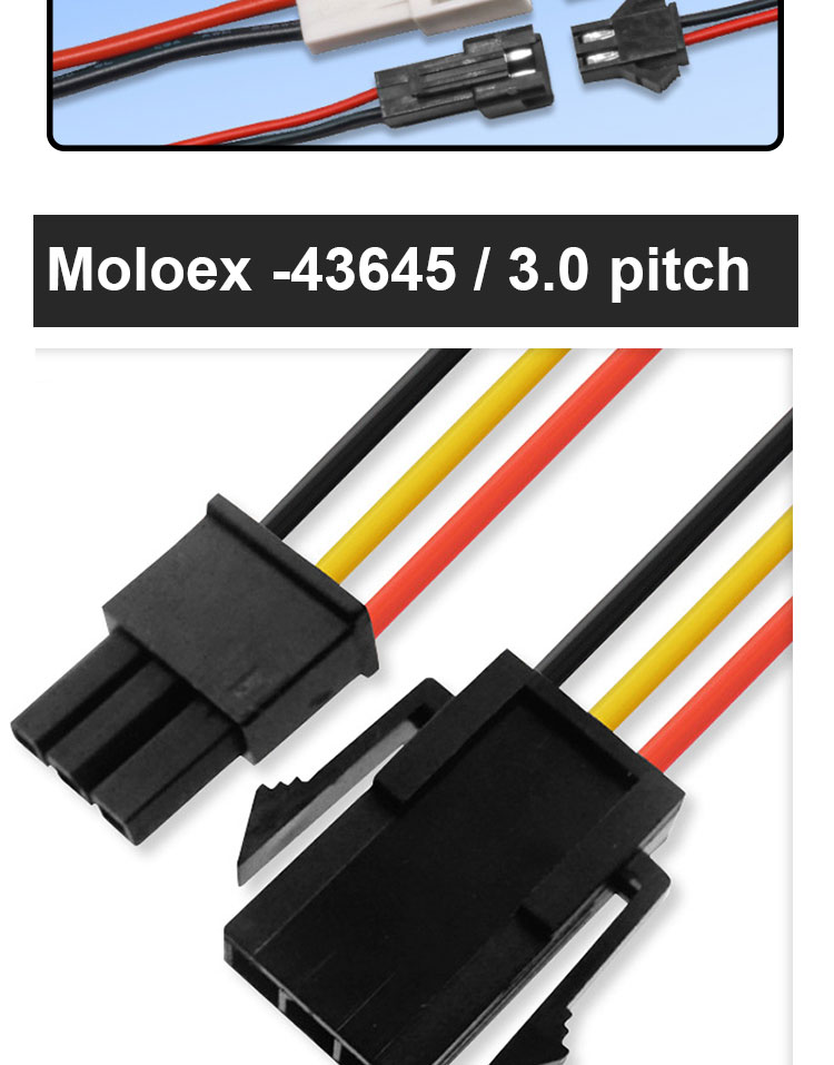 Custom OEM Factory 2 Pin 3p 4p 5p 6p 7p 8p Molex 43645 3.0mm Pitch Cable for LED