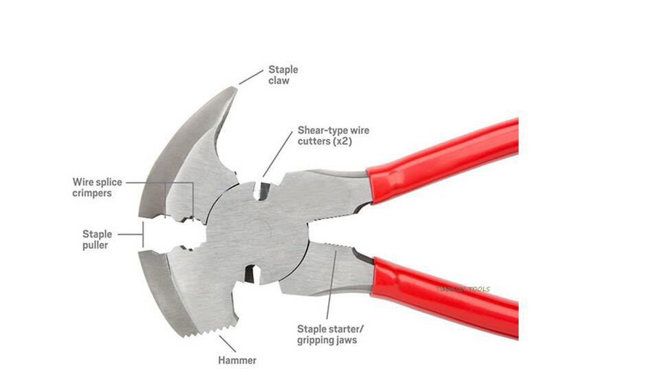 Fencing Plier with Light Duty multi hammer 10 inch American Round QL1201