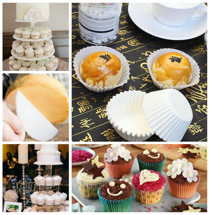 Greaseproof White Cupcake Liner Paper For Bakery Kitchen Tools 31 - 38gsm