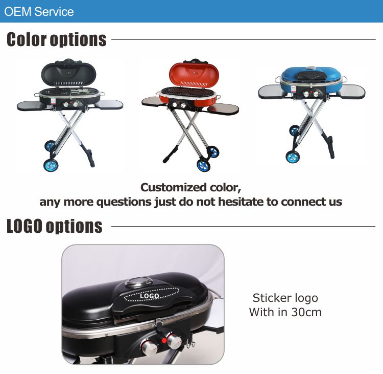 Portable Foldable Gas Electronic Camping Outdoor Barbecue BBQ Gas Grills with Trolley