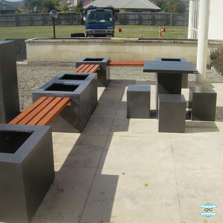 Customized Outdoor Concrete Furniture GRC Patio Garden Bench Table For Poolside