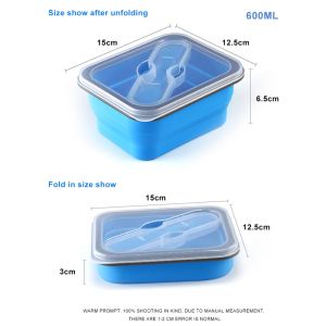 Rectangle Collapsible Silicone Bento Box For Kids