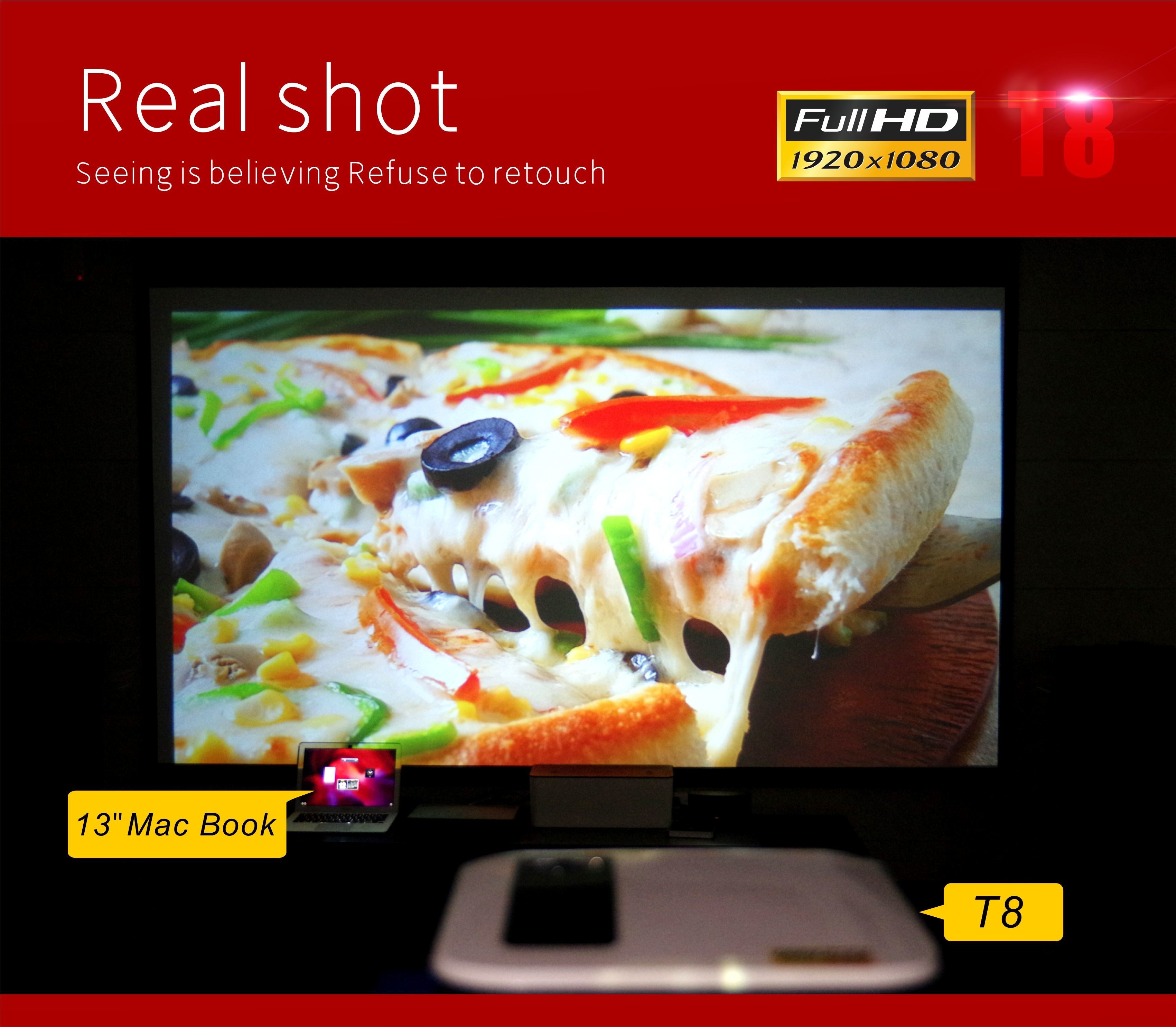 200" 3000lm HD Mini LED Projector 1080P T8 Full Hd Projector For TV DVD PC