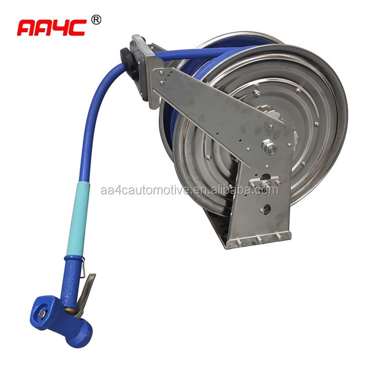 AA4C air pipe grease oil stainless steel hose reel 10M 15M 20M pipe reel