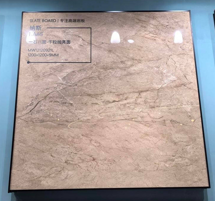 Elegant 1200x1200mm Inside Floor W.A 0.5% Glazed Polished Porcelain Tile Light Yellow For Living Room And House