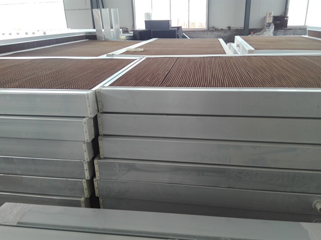 green house aluminum frame cool cell pads with water pipe for pig farm