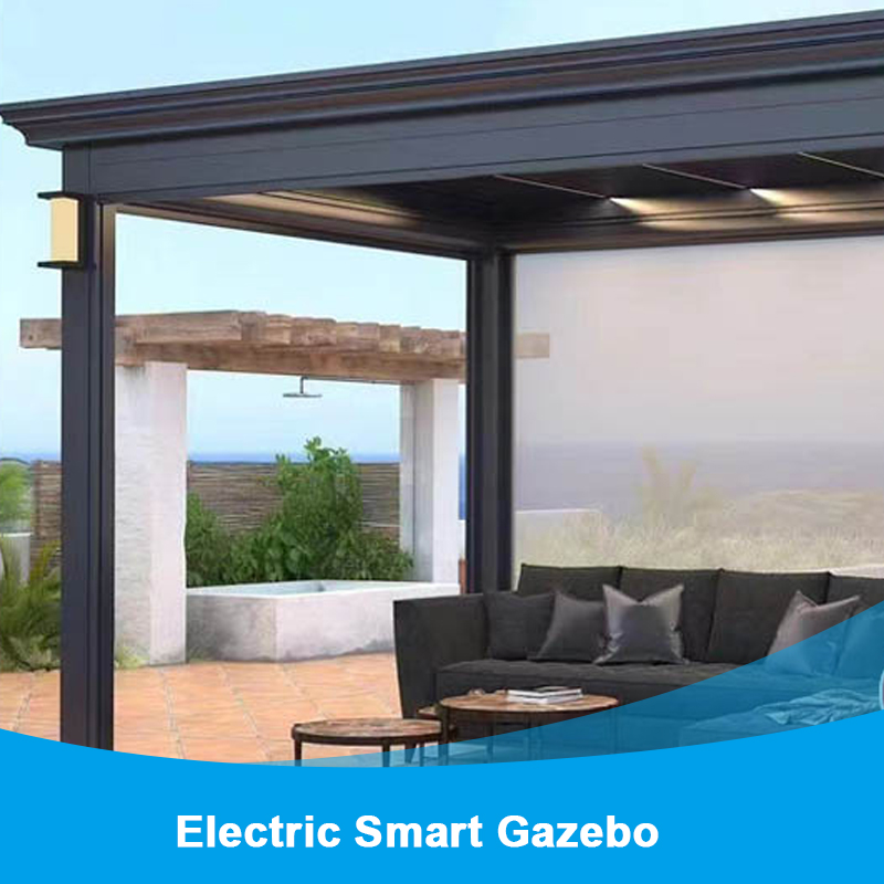 Electric Louver Turning Pavilion Outdoor Villa Courtyard Smart Flip Ecological Sun Room Windproof Rolling Curtains Shade The Sun