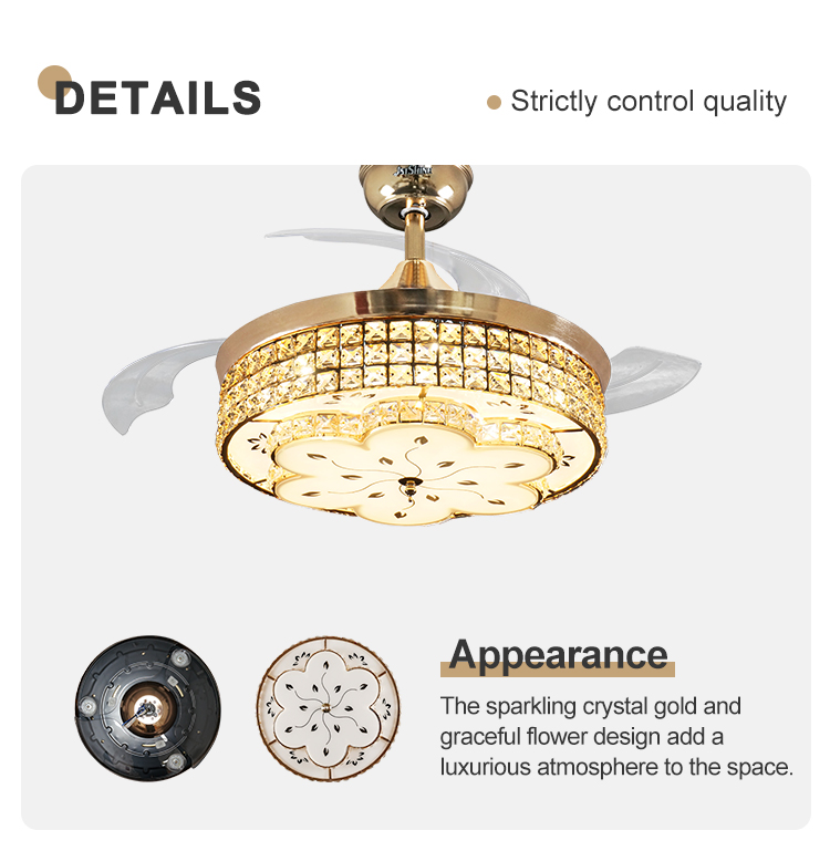 3000K Color Temperature 42 Inch LED Ceiling Fan with Hidden Blades and Design