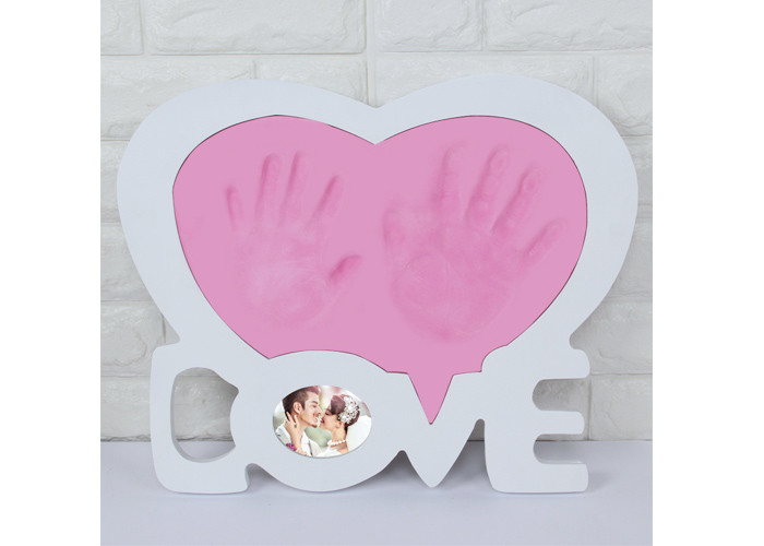 White Wedding Heart Love Frame Couple Handprint Photo Frame For Anniversary Memorial Day
