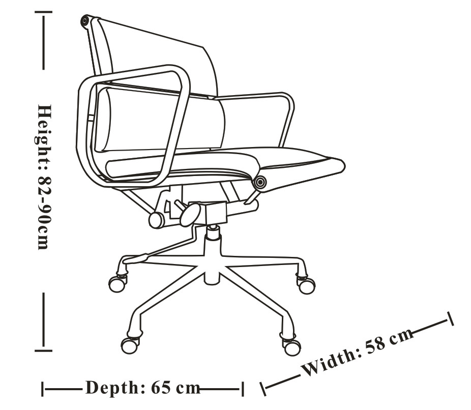 Low Back Aluminum Group Management Chair Genuine Leather Upholstery Material
